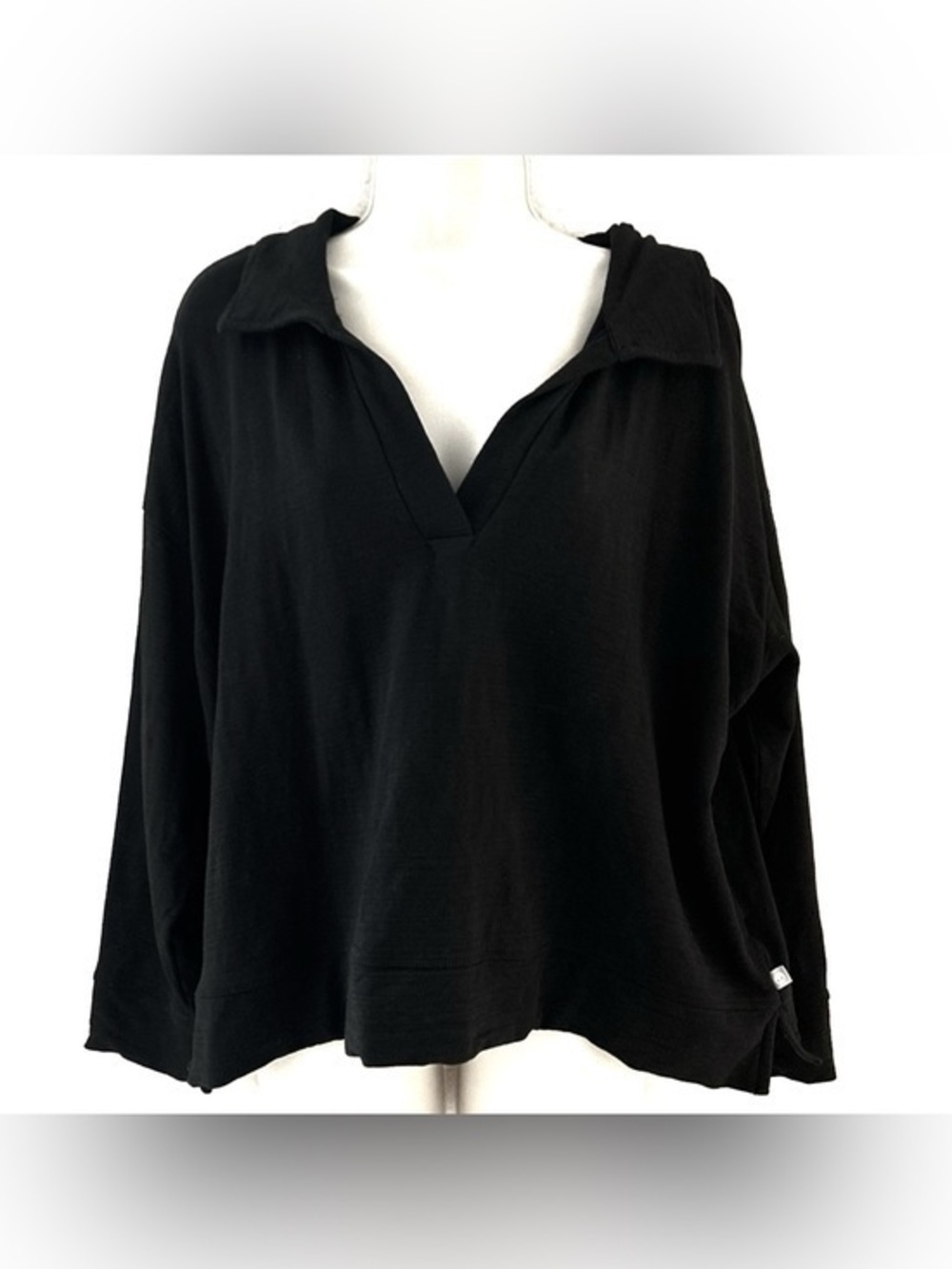 Talbots Black Long-Sleeve Notch V-Neck Pullover
